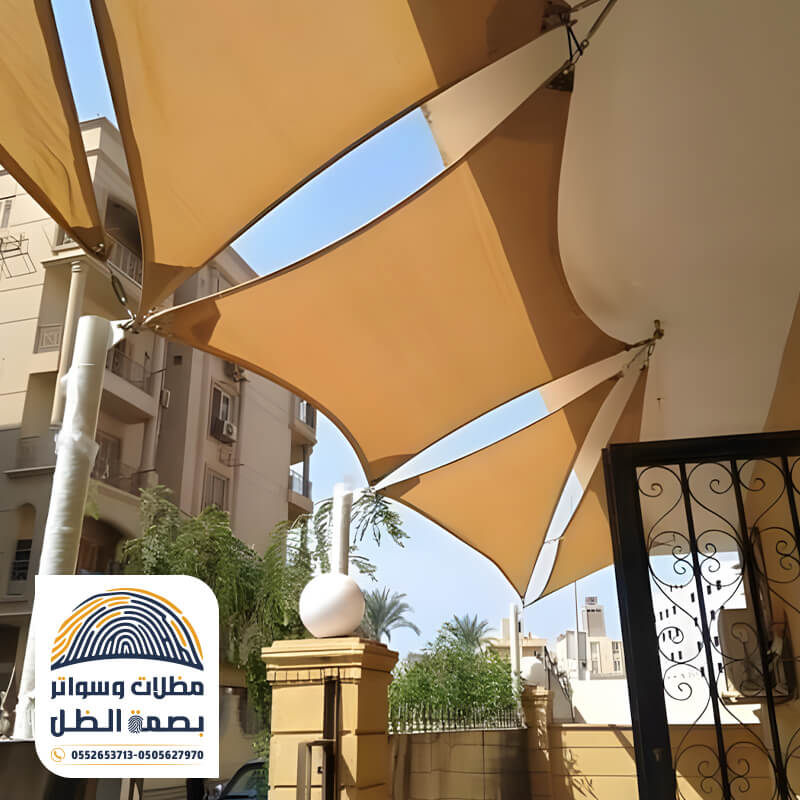 تركيب مظلات سيارات شد إنشائي